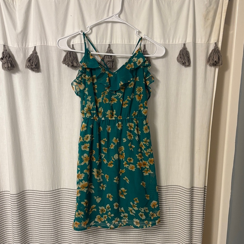 Forever 21 Teal Floral Dress